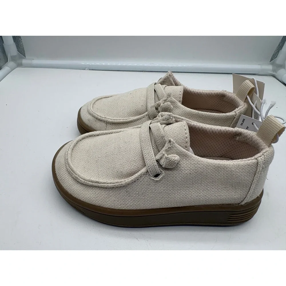 NWT Baby Gap Toddler Boy Moc Sneakers Shoes Tan Canvas Slip On Size 6